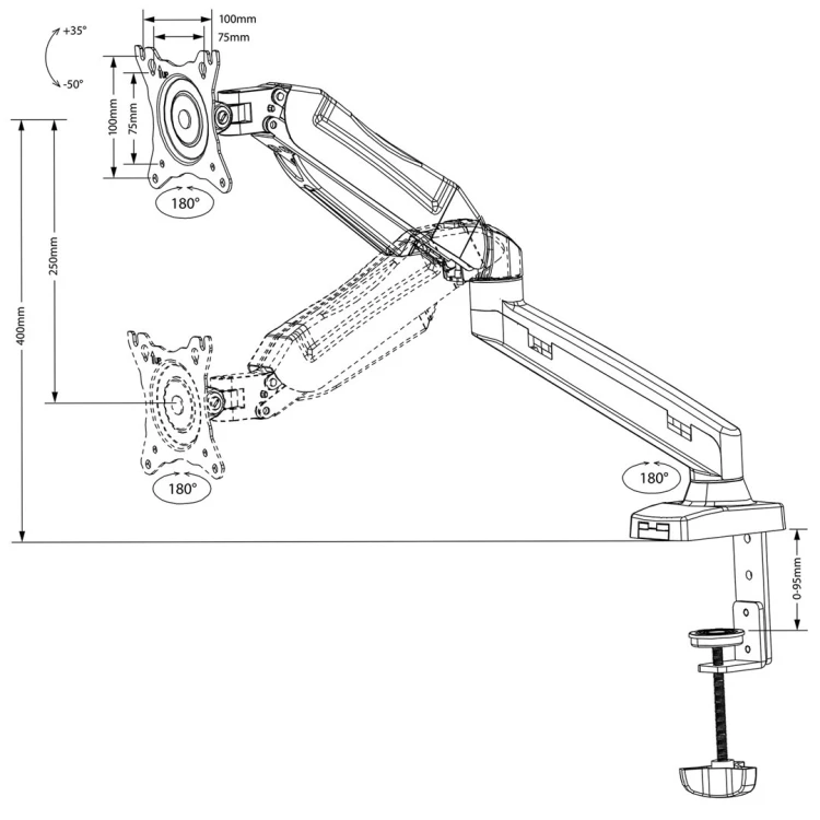 Uchwyt biurkowy do monitora Maclean MC-860 (biurkowy; 13" - 27"; max. 8kg)