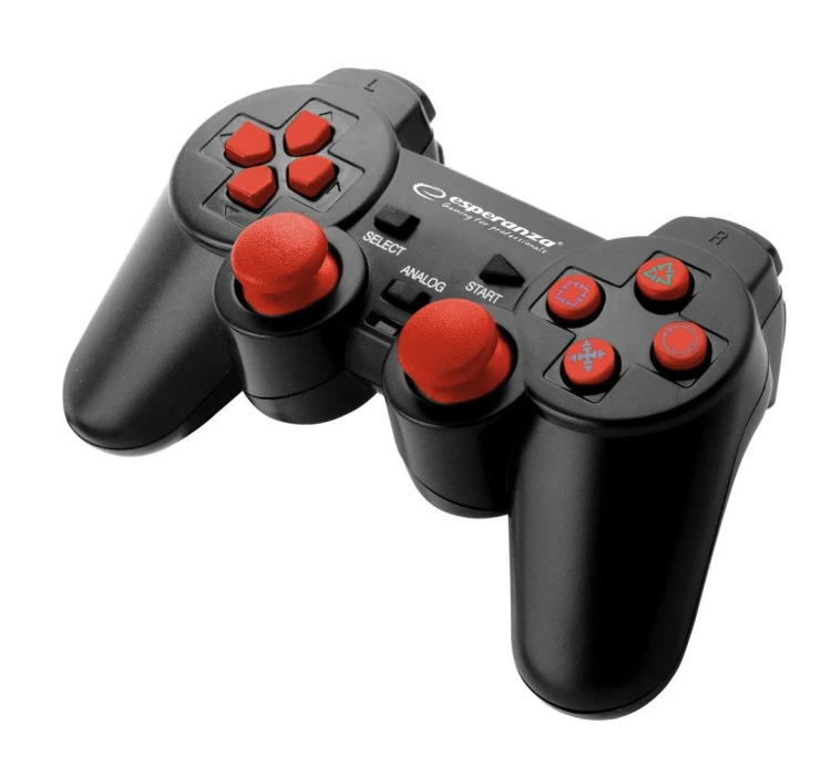 Gamepad Esperanza EGG106R (PC, PS2, PS3; kolor czarny, kolor czerwony)