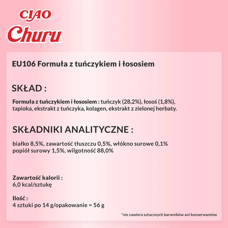 Przysmak CHURU Tuńczyk z łososiem dla kota 4x14g