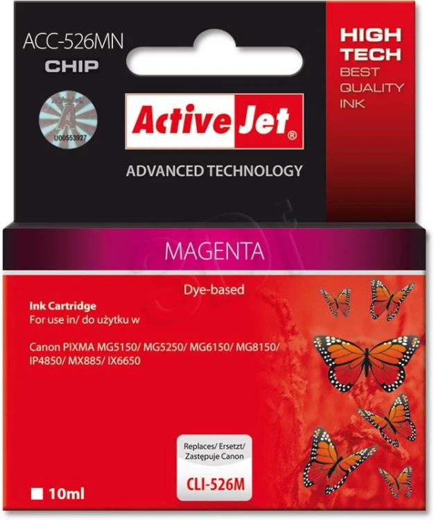 Activejet ACC-526MN Tusz (zamiennik Canon CLI-526M; Supreme; 10 ml; czerwony)