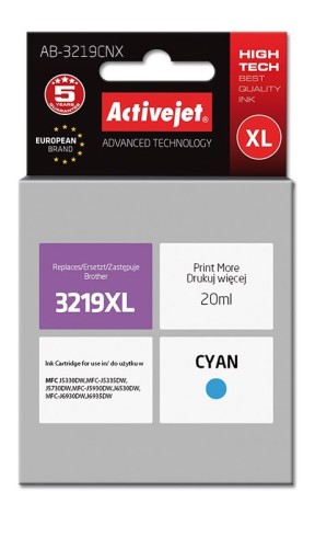 Activejet AB-3219CNX Tusz  (zamiennik Brother LC3219C XL; Supreme; 20 ml; niebieski)