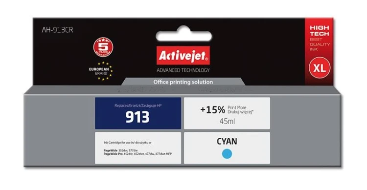 Activejet AH-913CR Tusz (zamiennik HP 913 F6T77AE; Premium; 45 ml; niebieski)
