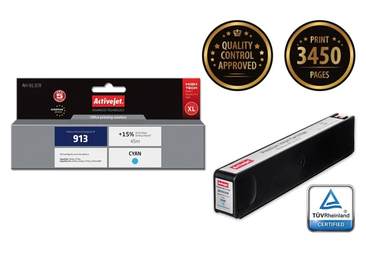 Activejet AH-913CR Tusz (zamiennik HP 913 F6T77AE; Premium; 45 ml; niebieski)