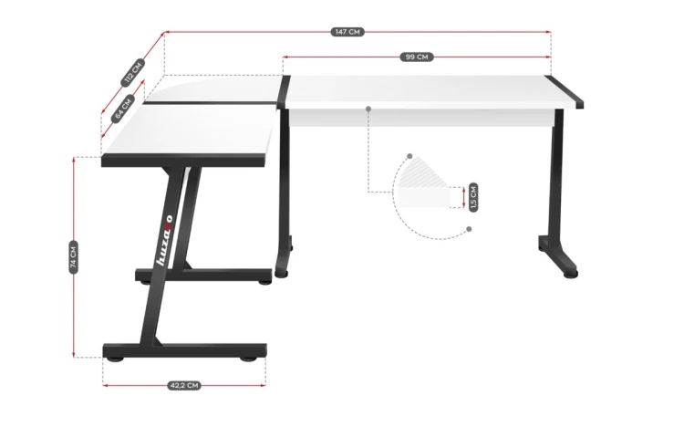 Biurko gamingowe Huzaro Hero 6.0 White