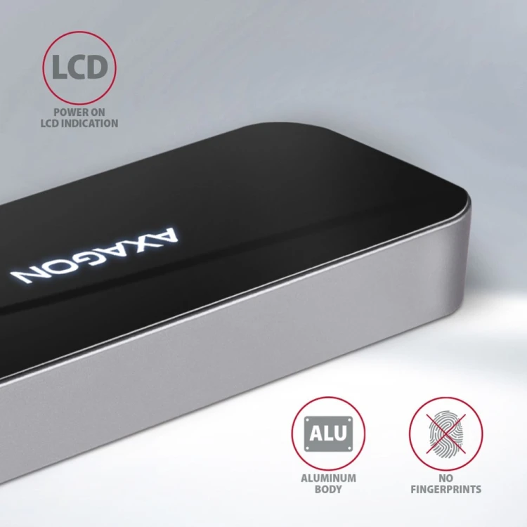 Axagon HMC-6GL stacja dokująca USB 3.2 Gen 1 (3.1 Gen 1) Type-C Czarny, Szary