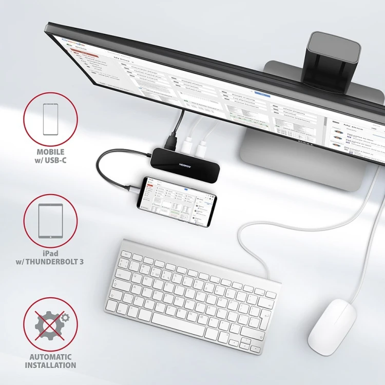 Axagon HMC-6GL stacja dokująca USB 3.2 Gen 1 (3.1 Gen 1) Type-C Czarny, Szary