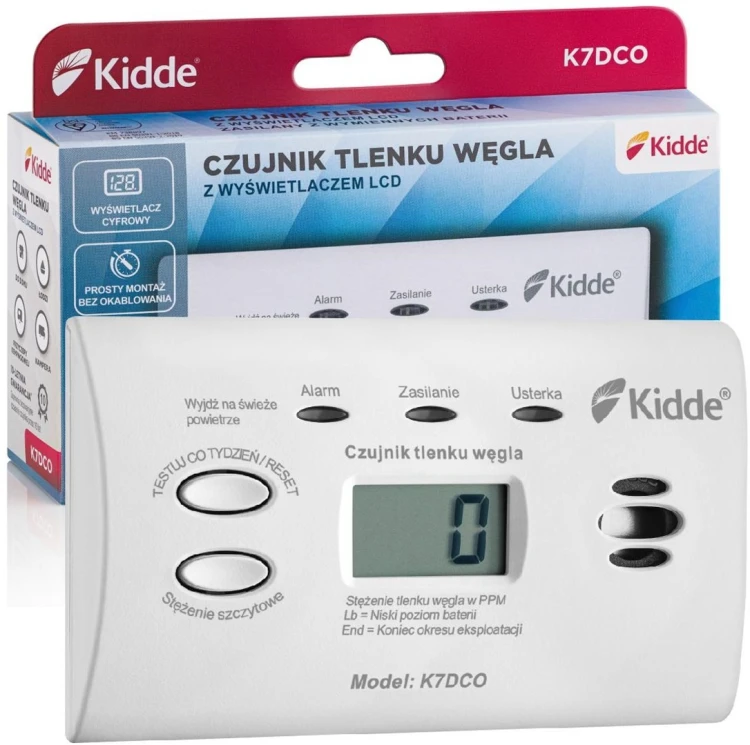 Czujnik tlenku węgla z wyświetl. LCD K7DCO Kidde