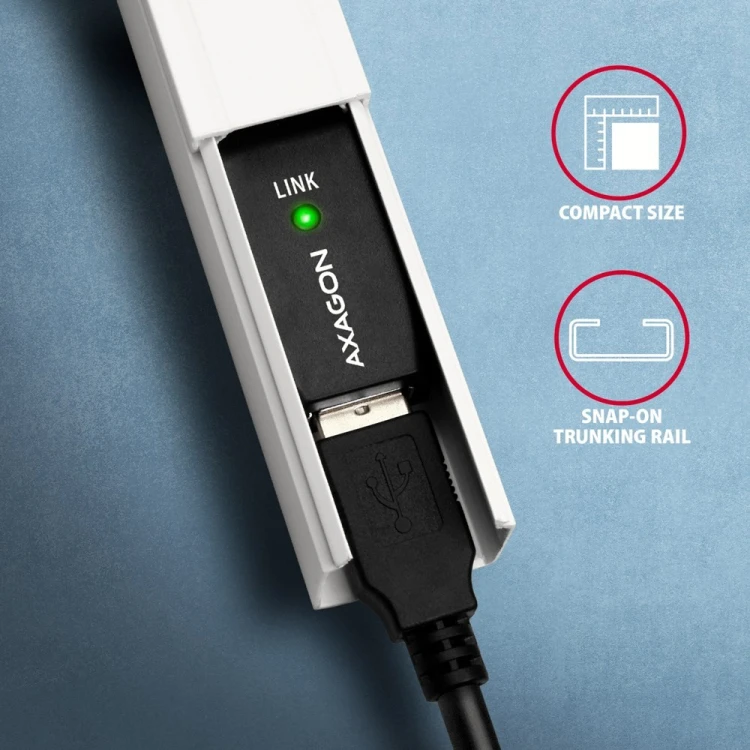 Kabel Axagon ADR-220 USB 2.0 A-M -> A-F active extension/repeater cable 20m Czarny