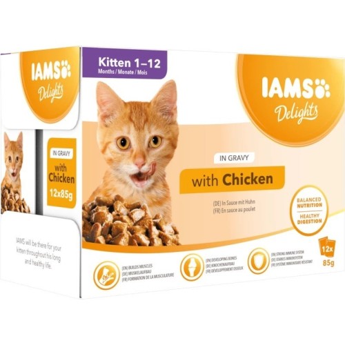 IAMS Delights bogata kurczaka w sosie kocięta 12x85g