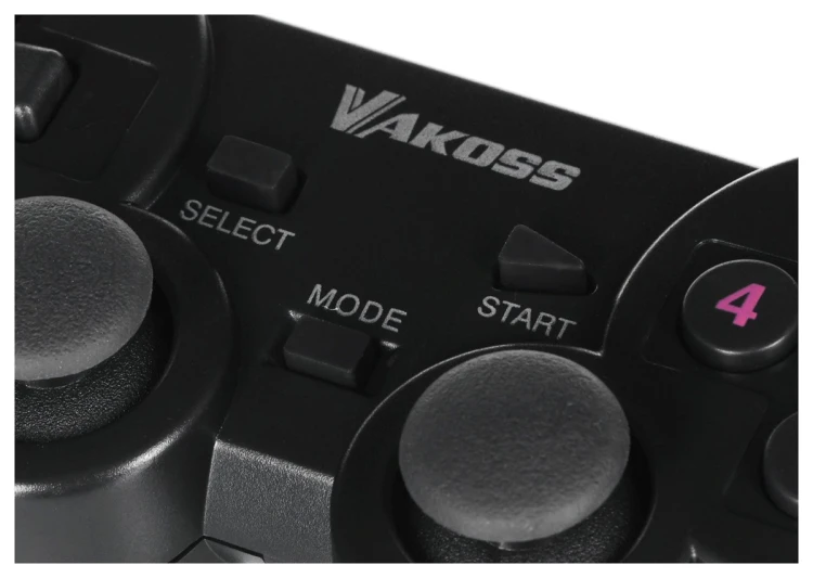 VAKOSS GAMEPAD BEZPRZEWODOWY USB Z FUNKCJĄ DUAL SHOCK, PC/PS3, TRYB CYFROWY I ANALOGOWY,  GP-4705BK CZARNY
