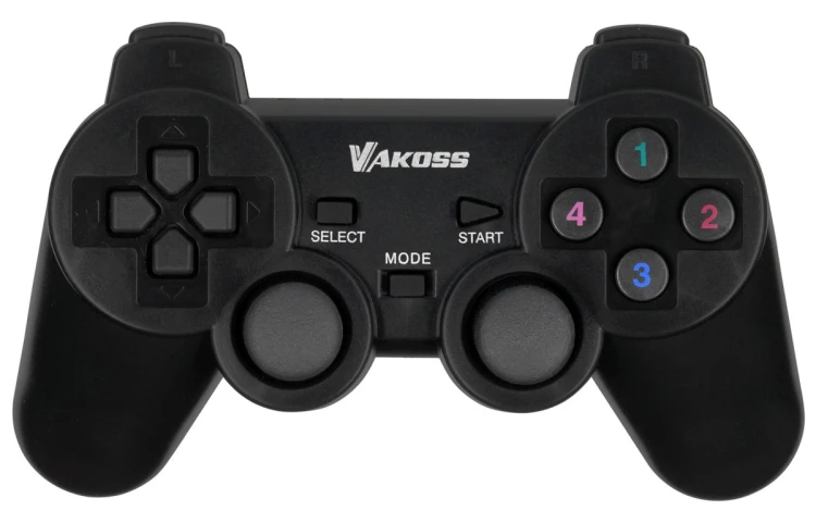 VAKOSS GAMEPAD BEZPRZEWODOWY USB Z FUNKCJĄ DUAL SHOCK, PC/PS3, TRYB CYFROWY I ANALOGOWY,  GP-4705BK CZARNY