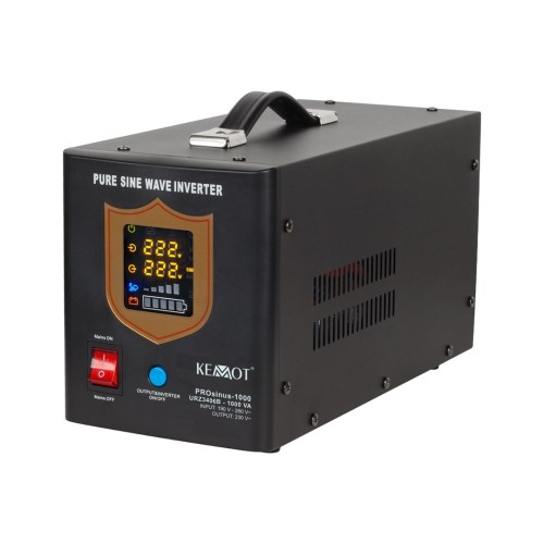 Zasilacz awaryjny KEMOT PROsinus-1000  przetwornica z czystym przebiegiem sinusoidalnym i funkcją ładowania  12V 230V 1000VA/700W - kolor czarny