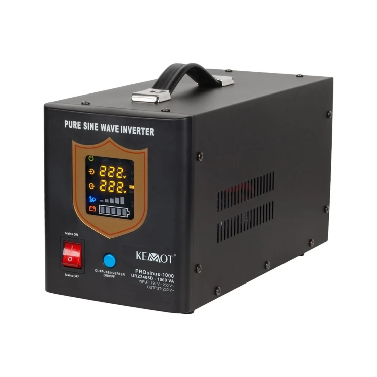 Zasilacz awaryjny KEMOT PROsinus-1000  przetwornica z czystym przebiegiem sinusoidalnym i funkcją ładowania  12V 230V 1000VA/700W - kolor czarny