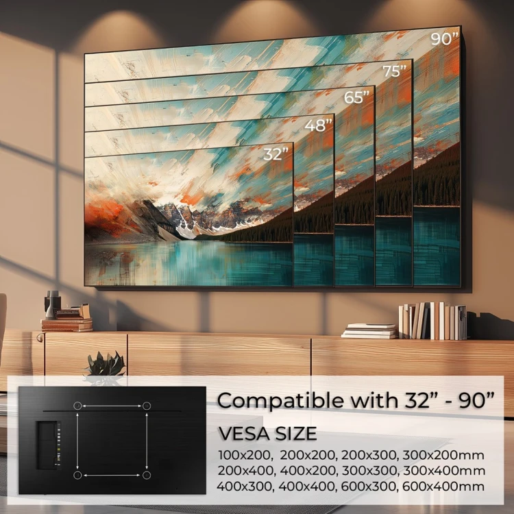 MACLEAN UCHWYT DO TV MAX VESA 600X400, 32-90", 80KG, REG. ODCHYLENIA +15°~-15° MC-421