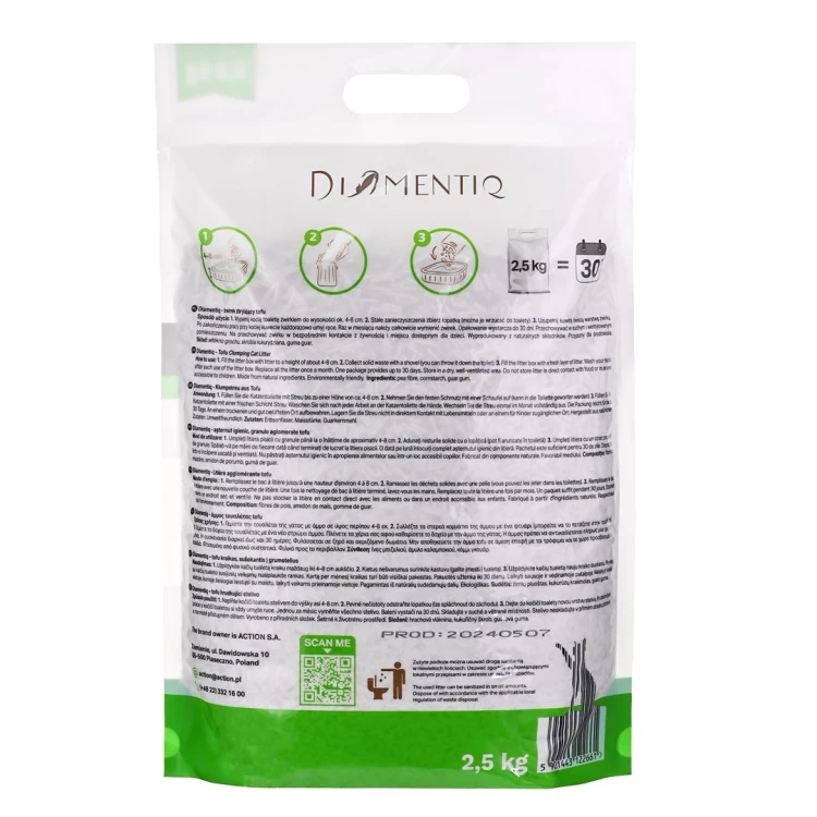 DIAMENTIQ Żwirek Tofu zbrylający 2,5 kg NATURALNY