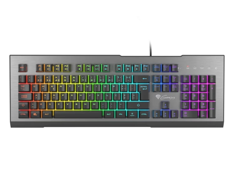GENESIS Rhod 500 RGB klawiatura Gaming USB QWERTY Portugalski Czarny, Srebrny