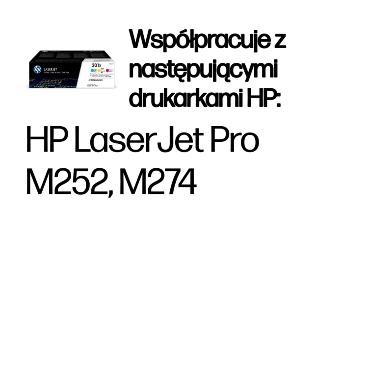HP 201X – zestaw 3 oryginalnych wkładów z tonerem LaserJet XL, błękitny/purpurowy/żółty