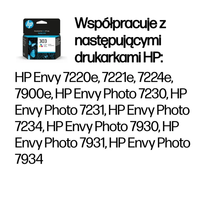 Tusz Oryginalny HP 303 (T6N01AE) (Kolorowy: Cyan Magenta Yellow)