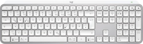 Klawiatura Logitech MX Keys S 920-011566 RF Wireless + Bluetooth QWERTZ Niemiecki Aluminium, Biała