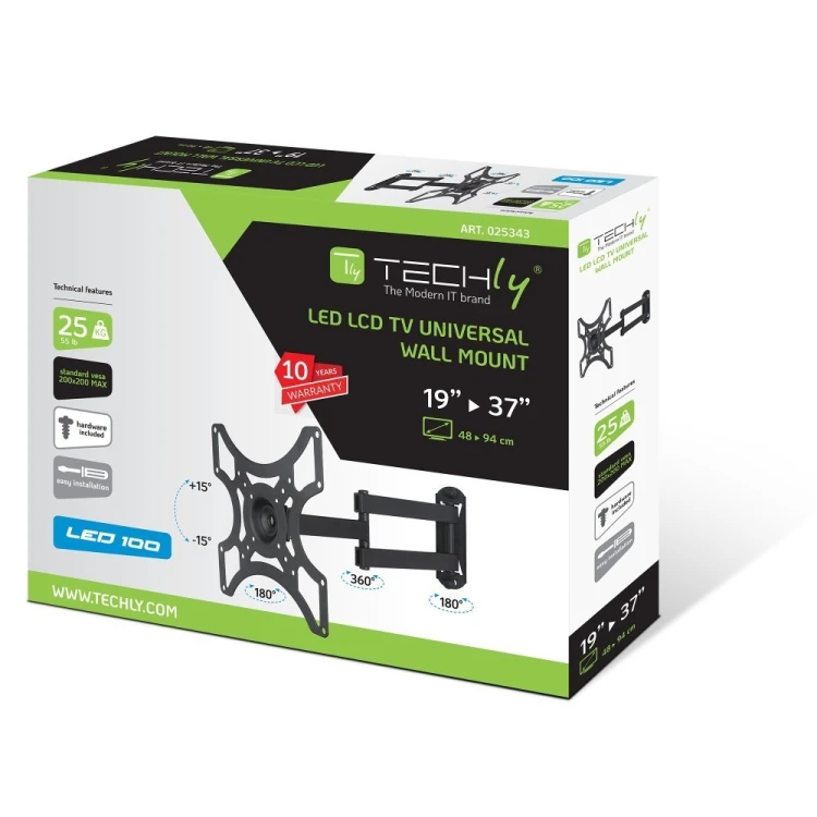 Techly ICA-LCD 2923B uchwyt do telewizorów 94 cm (37") Czarny