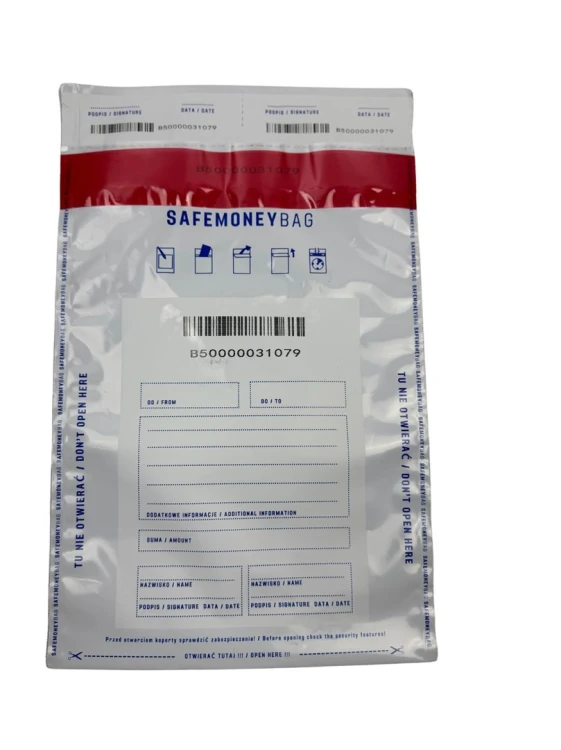 SAFEMONEYBAG Koperty bezpiecznie depozytowe transparent B5 190mmx260mm+35mm 100 szt w opakowaniu