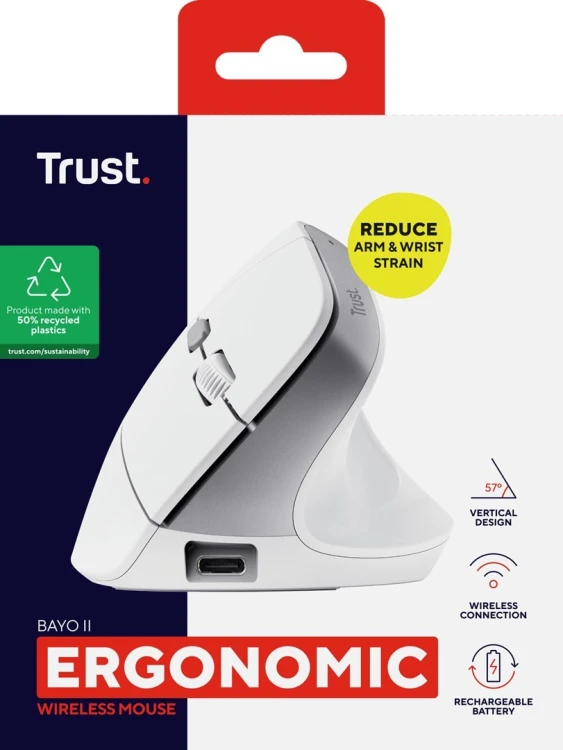Mysz Trust BAYO II ERGONOMIC WIRELESS White