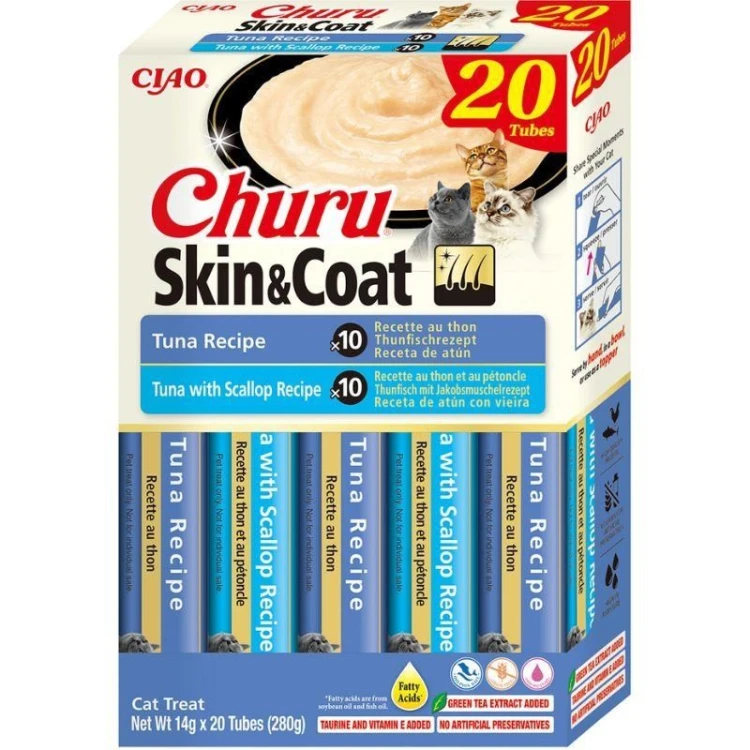 INABA CAT CHURU SKIN & COAT TUNA przysmak dla kota 20x14g (280g)