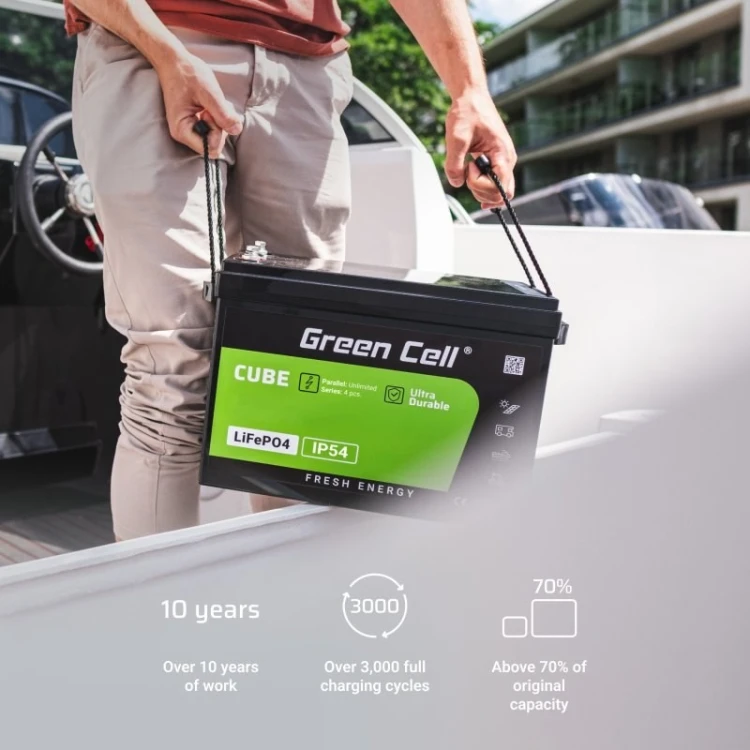 GREEN CELL AKUMULATOR LIFEPO4 CUBE 50AH 12V/12.8V 640WH LFPGC12V50AH