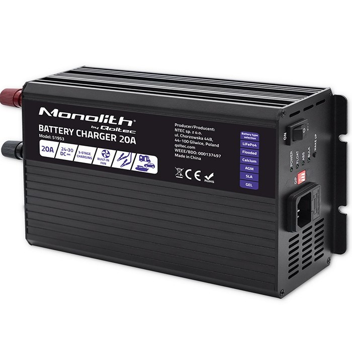 Ładowarka inteligentna Monolith do akumulatorów LiFePO4 AGM GEL SLA 20A 24V