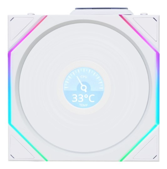 Wentylator Lian Li UNI FAN TL Wireless LCD Lüfter, ARGB, PWM - 120 mm, biały