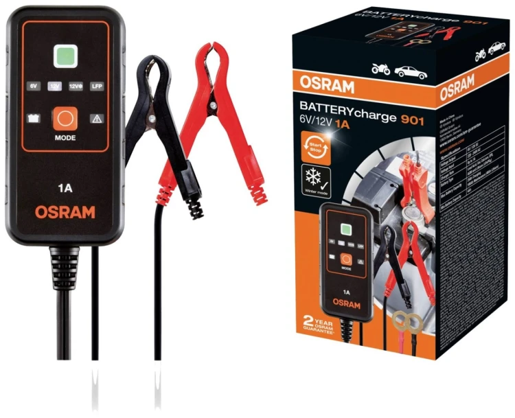 Prostownik BATTERYcharge 901, napięcie ładowania: 6/12 V OSRAM, prąd ładowania: 1A