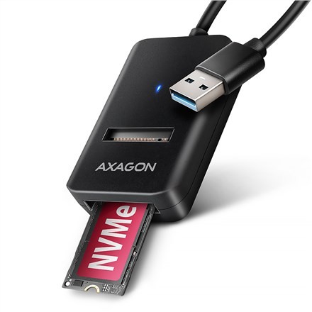 Obudowa SSD Axagon ADM2-AM USB-A 10Gbps - M.2 NVMe & SATA SSD adaptér, kabelis USB-A 10cm Czarny