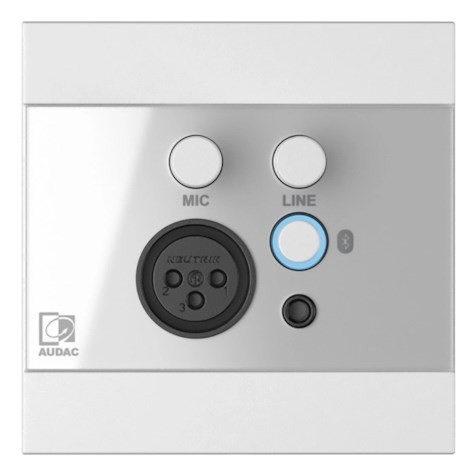 Panel ścienny AUDAC WP225/W, XLR mic + 3,5 mm jack + BT, biały
