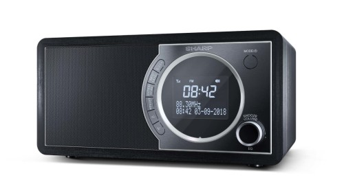Osobisty cyfrowy czarny radio Sharp DR-450, stal nierdzewna