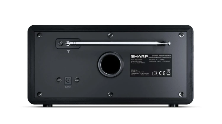 Osobisty cyfrowy czarny radio Sharp DR-450, stal nierdzewna