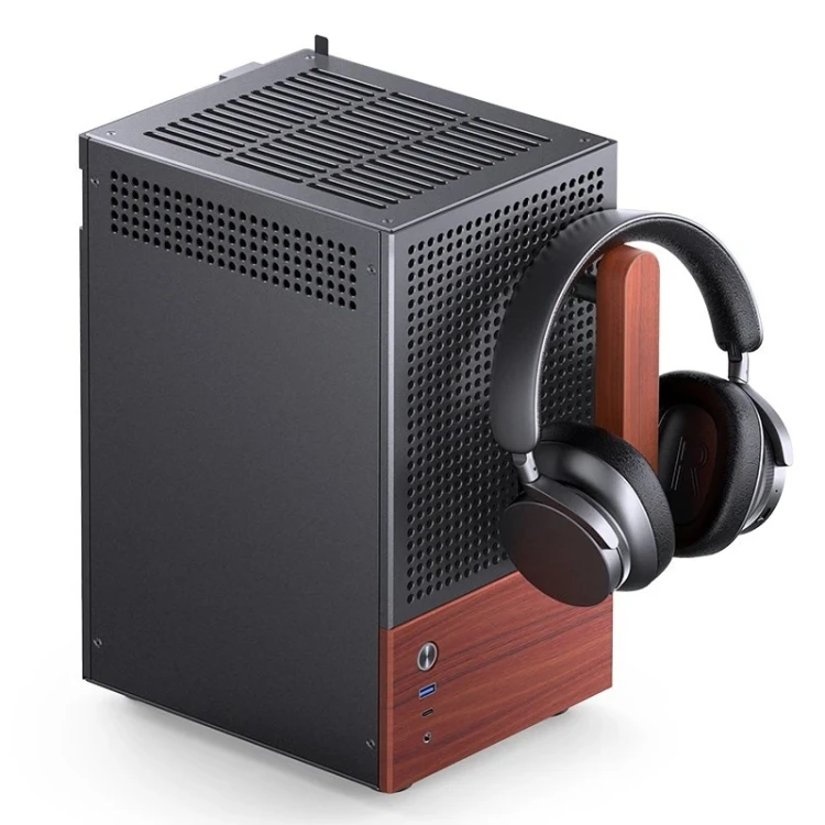 Obudowa Jonsbo T6, Mini-Tower, Mini-ITX, Tempered Glass, Holz - czarna