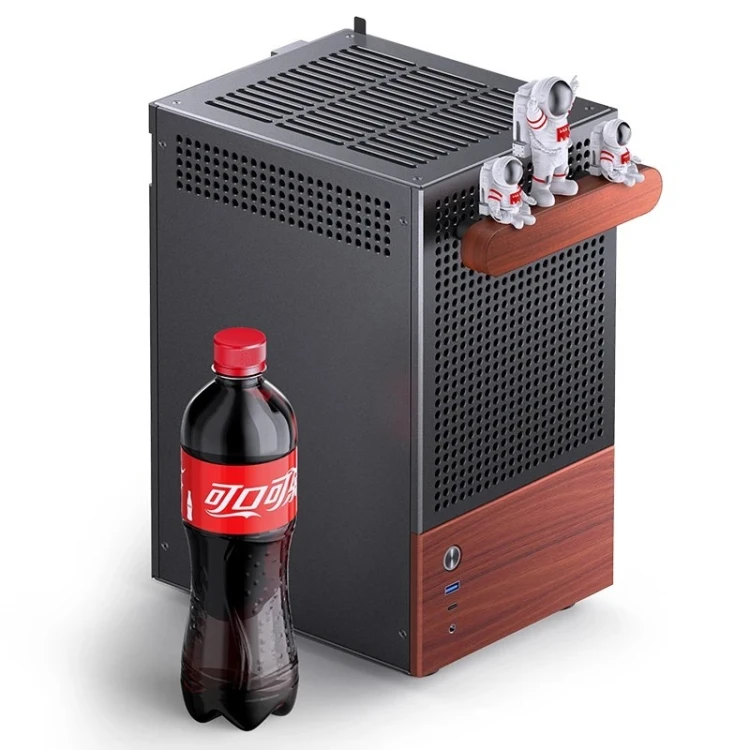 Obudowa Jonsbo T6, Mini-Tower, Mini-ITX, Tempered Glass, Holz - czarna