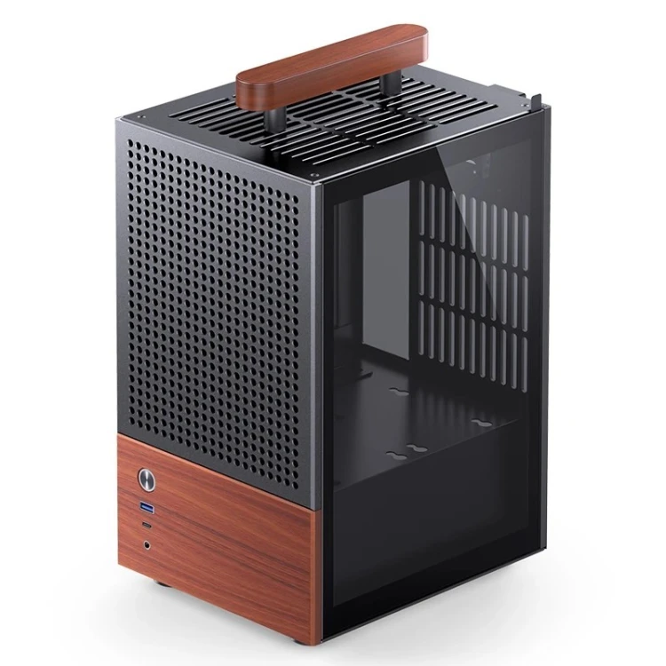 Obudowa Jonsbo T6, Mini-Tower, Mini-ITX, Tempered Glass, Holz - czarna