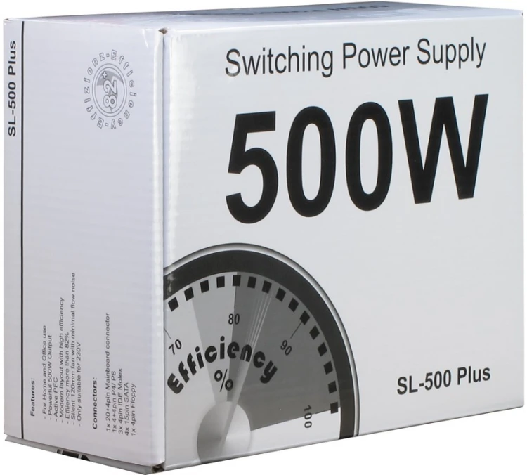 Inter-Tech SL-500 Plus moduł zasilaczy 500 W 20+4 pin ATX ATX Srebrny