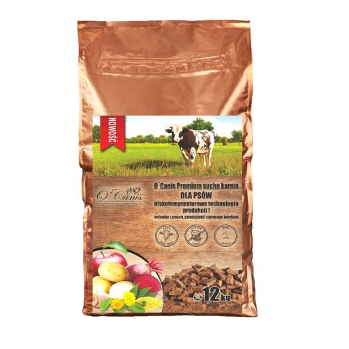 O'Canis Premium sucha karma dla psów wołowina z prosem, ziemniakami i czerwonym burakiem  12kg