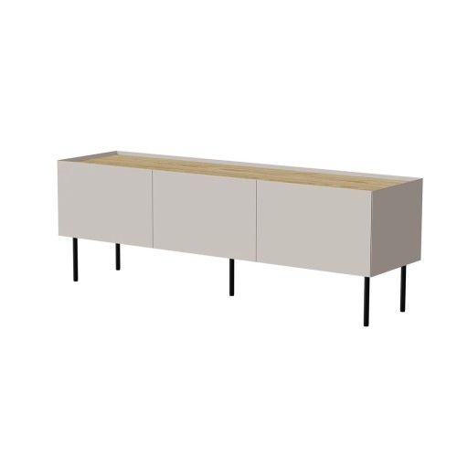 Szafka RTV FELLINI 150x40x52 kaszmir + blat dąb olejowany