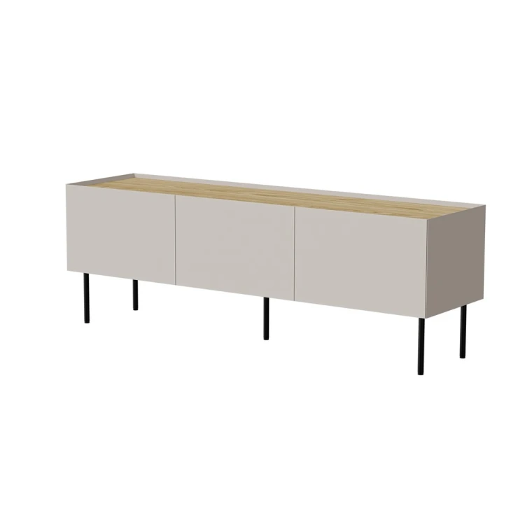 Szafka RTV FELLINI 150x40x52 kaszmir + blat dąb olejowany