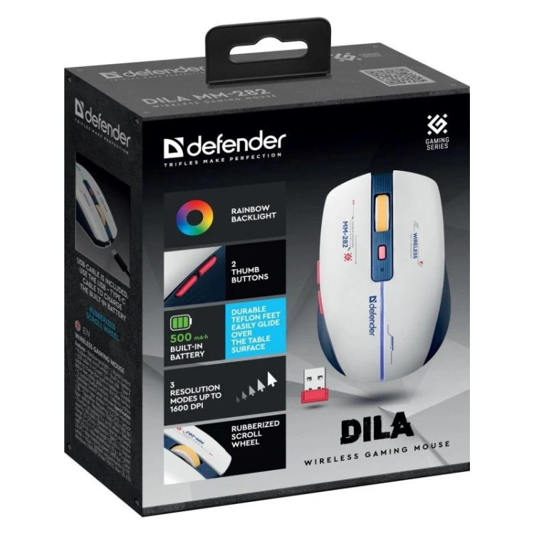 DEFENDER MYSZ BEZPRZEWODOWA DILA MM-282 RF 1800DPI 6P AKUMULATOROWA 52282