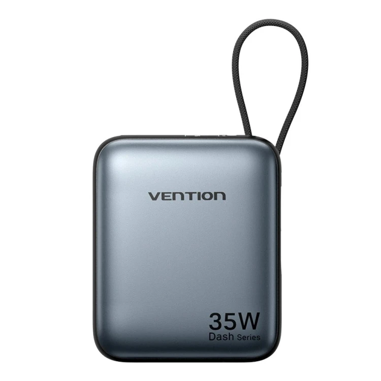 Powerbank Vention 10000mAh 35W PD z wbudowanym kablem USB-C szary
