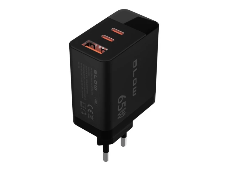 BLOW ŁADOWARKA SIECIOWA LCD GNIAZDO USB + USB-CX2 PD 65W GAN CZARNA WATOMIERZ