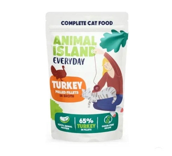 ANIMAL ISLAND Indyk w rosole karma dla kota monopak 40x85g