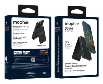 Mophie Snap+ Powerstation Mini Stand Red Bull Racing - magnetyczny powerbank 5000mAh z podstawką kompatybilny z MagSafe (1x port USB-C) (black)