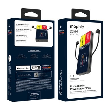 Powerbank Mophie Powerstation Plus 10K Red Bull Racing - powerbank 10000mAh, zintegrowany kabel USB-C oraz lightning (1x port USB-C)