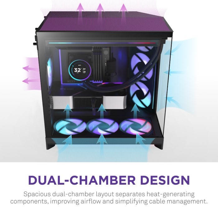 NZXT H9 Flow RGB+ Midi Tower Czarny