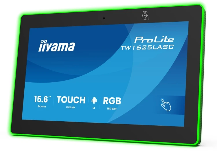 iiyama TW1625LASC-B3PNR wyświetlacz do sal konferencyjnych. 39,6 cm (15.6") 1920 x 1080 px LED Wi-Fi 6 (802.11ax), Wi-Fi 5 (802.11ac), Wi-Fi 4 (802.11